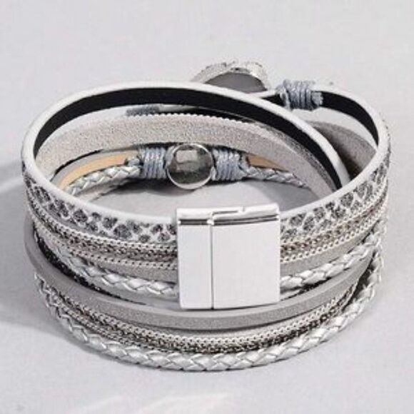 New  Boho Leather Druzy Stone Bracelet - Picture 2 of 4